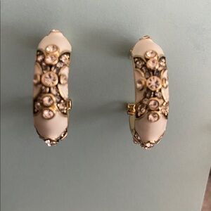 HEIDI DAUS CN Newport Chic! White Enamel & Rhinestoned Post Earrings